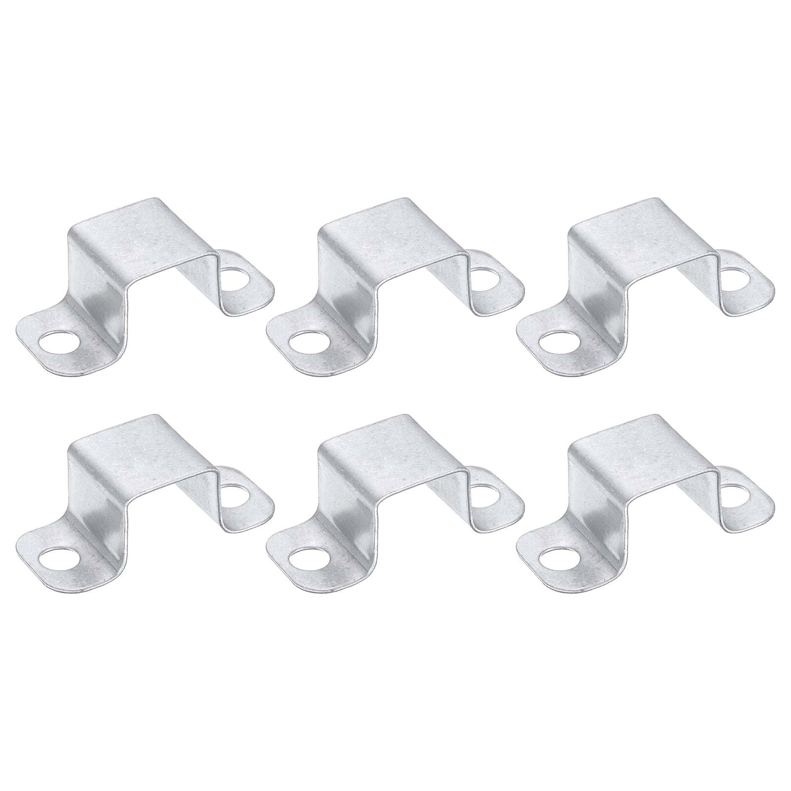 Uxcell 6 Pack 31x30 mm U Shaped Connector Bracket, Square Tube Strap Clamp Galvanized Steel Pipe Clamp Wood Deck Fence Post Tie for Water Pipes Stairs Railing Installation, Silver