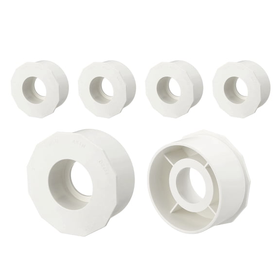 Uxcell 6 Pack 4 x 2 Inch PVC Reducer Bushing, PVC Pipe Reducer Adapter Fitting- for Pipe Connecting/Home Sewer Plumbing/Irrigation Spigot x Socket, SCH 40-Coupling Adapter