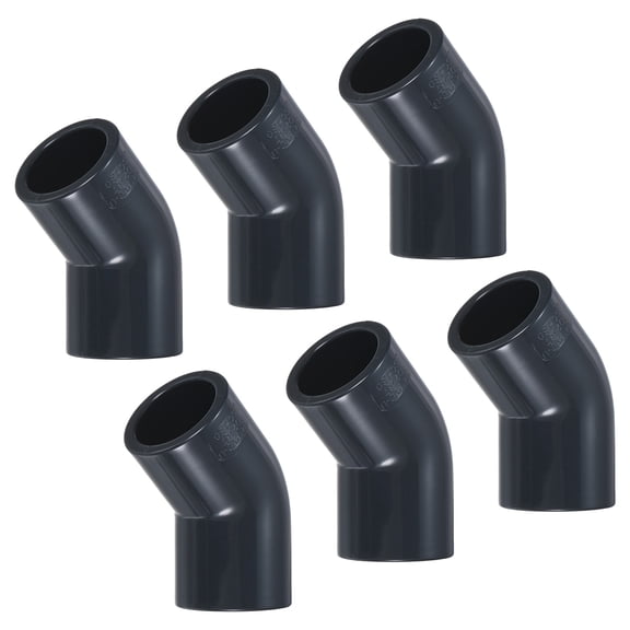 Uxcell 6-Pack 45 Degree Adapter Connector, 3/4" Socket Pipe Fitting Elbow Schedule 80 for Water Line, Grey