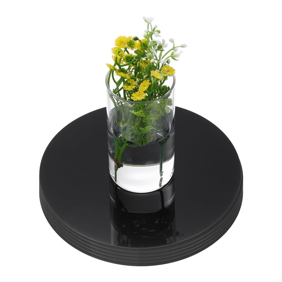 Uxcell 6 Pack 8 Inch Mirror Centerpieces for Tables, Round Mirrors for Centerpieces Self Adhesive Acrylic for Wedding, Black