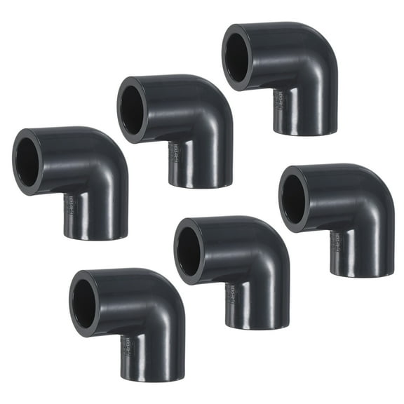 Uxcell 6-Pack 90 Degree Adapter Connector, 1/2" Socket Pipe Fitting Elbow Schedule 80 for Water Line, Grey