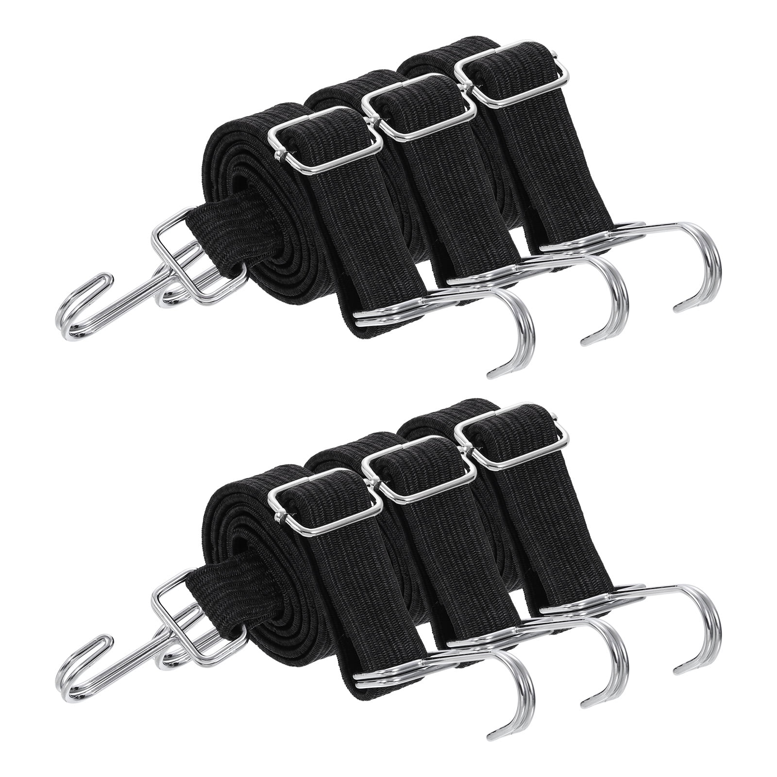 Uxcell 6 Pack Adjustable Bungee Cords with Hooks, 39 Inch Flat Heavy Duty Elasticity Straps Rubber Bungee Cords with Buckle for Outdoor, Camping, Tarp, Bike Rack, Luggage, Black
