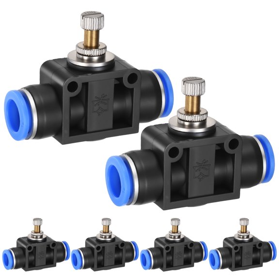 Uxcell 6-Pack Air Flow Control Valve with Push-to-Connect Fitting, 12mm(1/2") OD Pneumatic Quick Speed Controller Union Straight