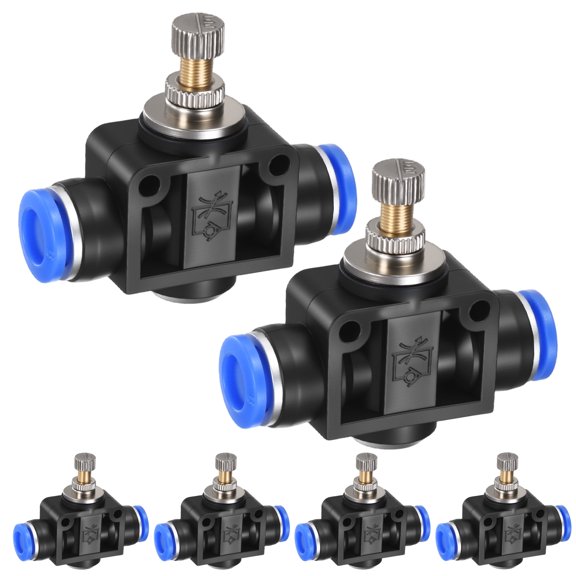 Uxcell 6-Pack Air Flow Control Valve with Push-to-Connect Fitting, 8mm(5/16") OD Pneumatic Quick Speed Controller Union Straight