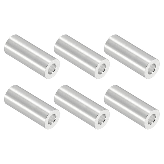 Uxcell 6 Pack Aluminum Spacer, 3/8" OD x 3/16" ID x 1" Length Unthreaded Screw Standoff Bushing, Plain Finish Round Metal Spacer for Screws, Bolts and Rods, Silver Tone