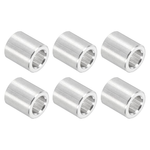 Uxcell 6 Pack Aluminum Spacer, 5/16" OD x 3/16" ID x 11/32" Length Unthreaded Screw Standoff Bushing, Plain Finish Round Metal Spacer for Screws, Bolts and Rods, Silver Tone