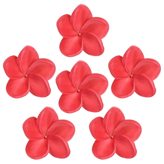 Uxcell 6-Pack Artificial Plumeria Flowers, Fake Silk Heads Flower Plumeria Bulk Petal for DIY Crafts/Dress/Wedding/Party Decoration [Peach Red, 3.54"/ 9cm]