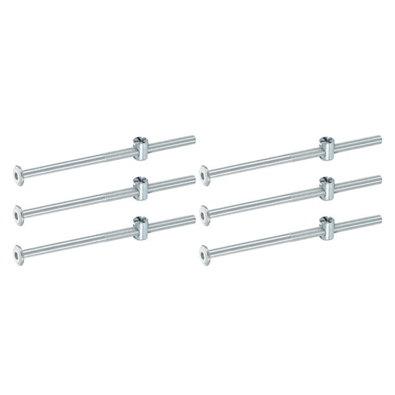 Uxcell 6 Pack Bed Frame Bolts, M6 x 120mm Hex Socket Head Screws Bolts Barrel Nuts Bunk Bed Bolts Furniture Screws with Rice-shaped Head Barrel Nut for Chairs Cots, Silver