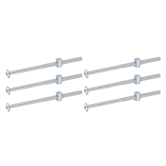 Uxcell 6 Pack Bed Frame Bolts, M6 x 120mm Hex Socket Head Screws Bolts Barrel Nuts Bunk Bed Bolts Furniture Screws with Slotted Head Barrel Nut for Chairs Cots, Silver