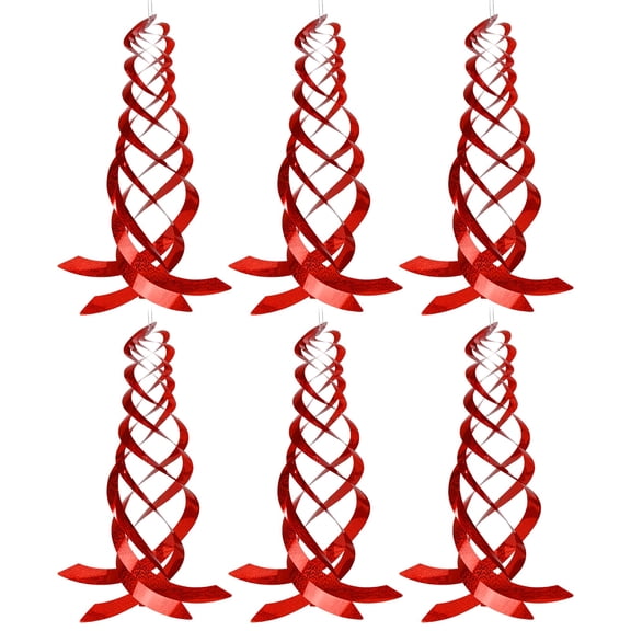 Uxcell 6-Pack Bird Repellent Spiral Reflectors, 17.8" Plastic Hanging Reflective Bird Deterrent Device [Red]