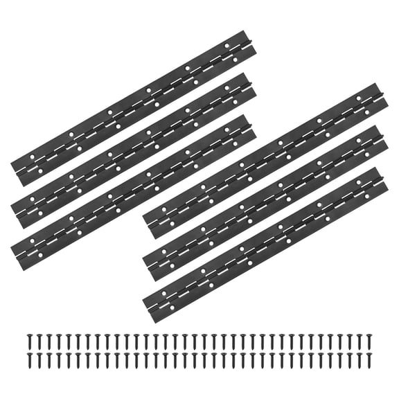 Uxcell 6-Pack Black Continuous & Piano Hinges, 12x1.2x0.04" 304 Stainless Steel with Screws for Cabinets Door