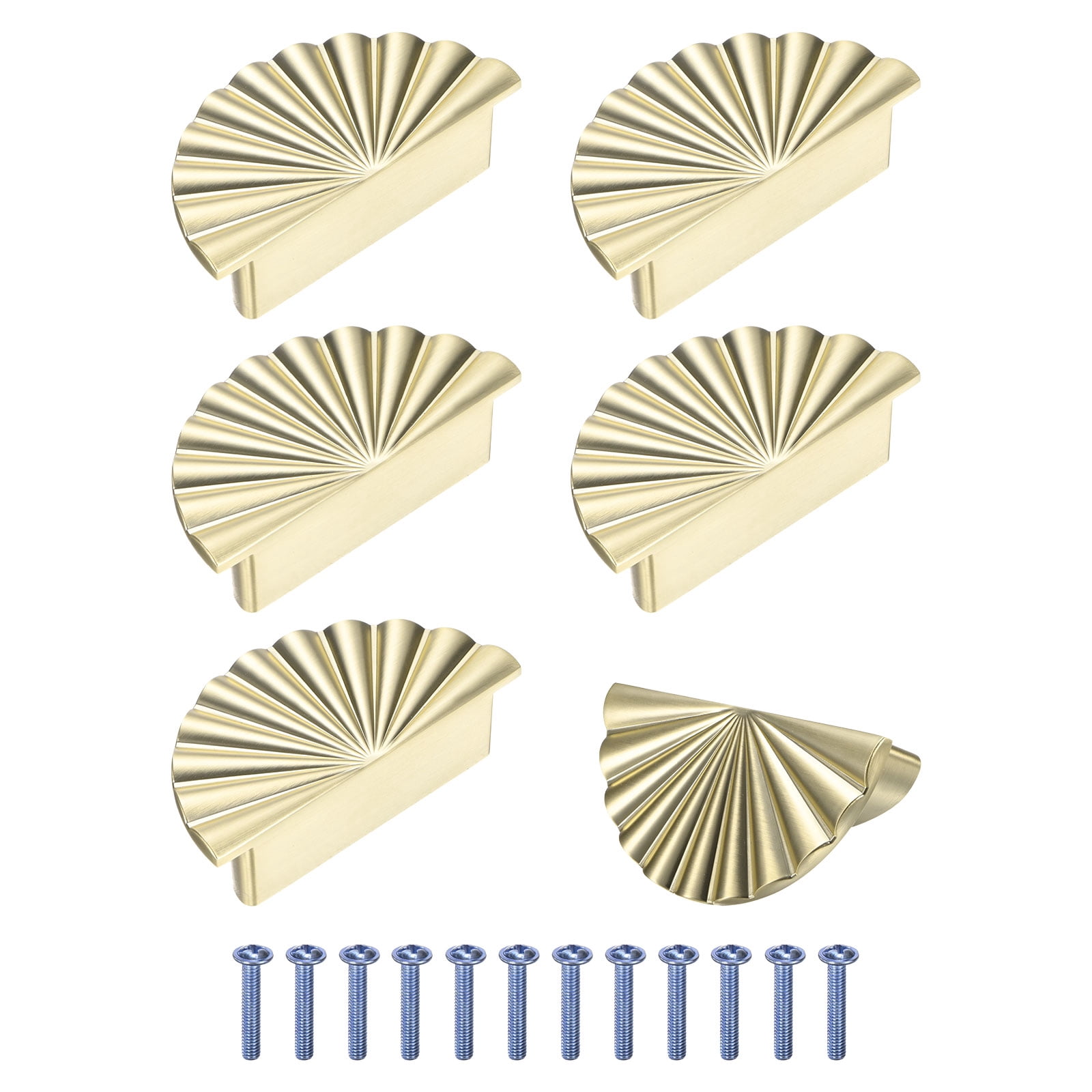 Uxcell 6-Pack Brushed Cabinet Knobs, 3.5" Half Moon Modern Zinc Alloy Knobs Handles [Brush Bronze]