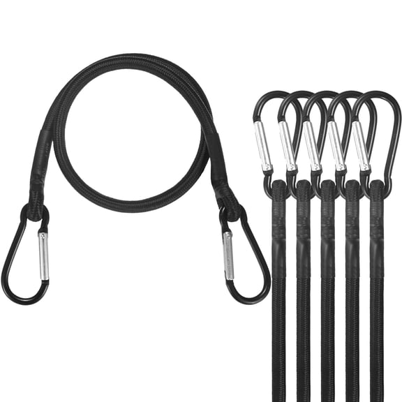 Uxcell 6-Pack Bungee Cords, 22 Inch High Elastic Canopy Tarp Tie Down Bungee Straps with Aluminium Hooks [Black]