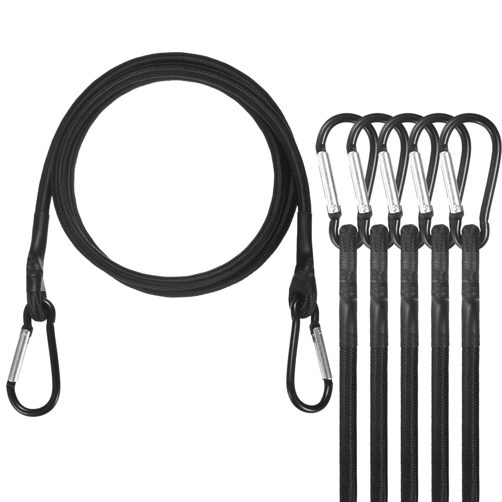 Uxcell 6-Pack Bungee Cords, 47.2 Inch High Elastic Canopy Tarp Tie Down Bungee Straps with Aluminium Hooks [Black]