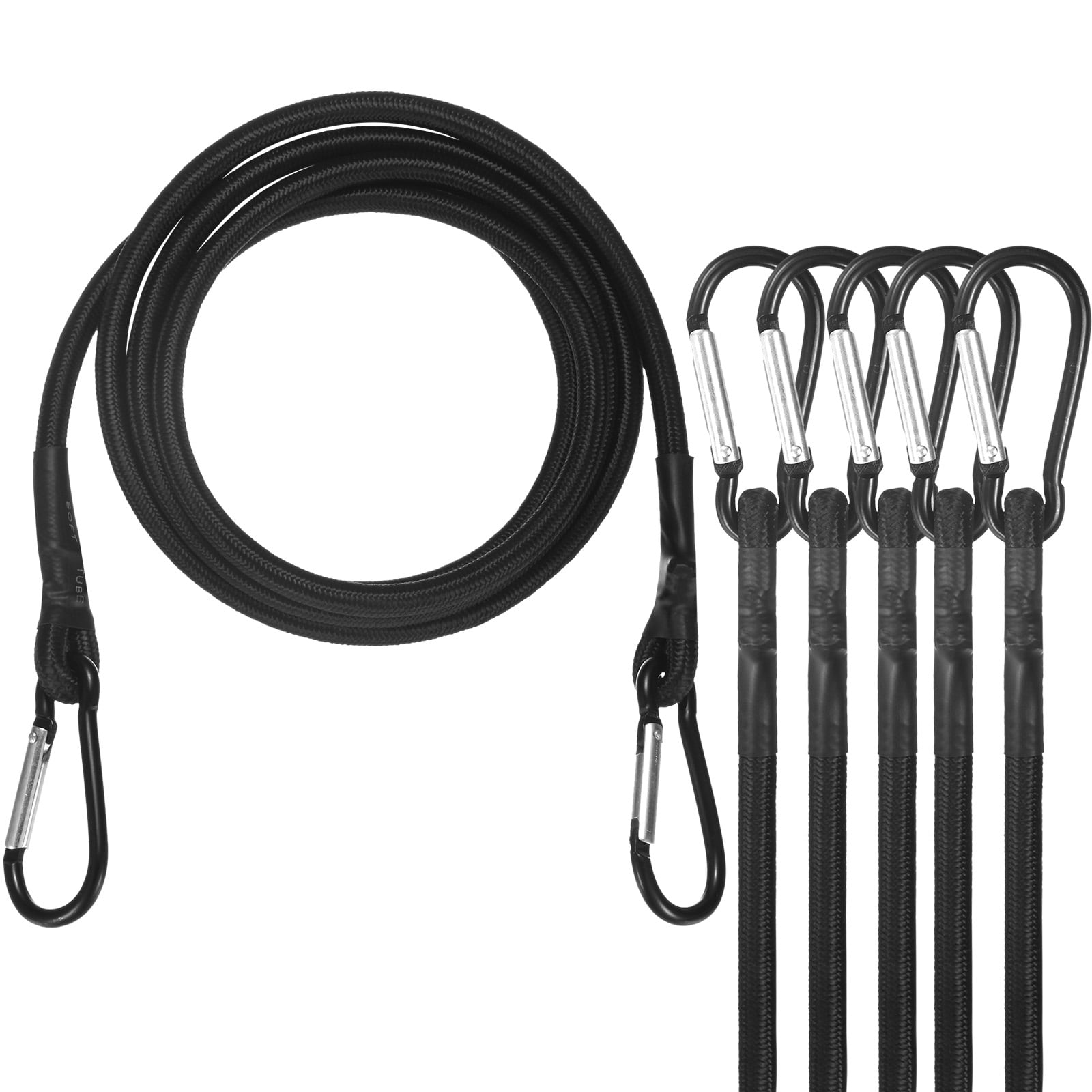 Uxcell 6-Pack Bungee Cords, 70.9 Inch High Elastic Canopy Tarp Tie Down Bungee Straps with Aluminium Hooks [Black]