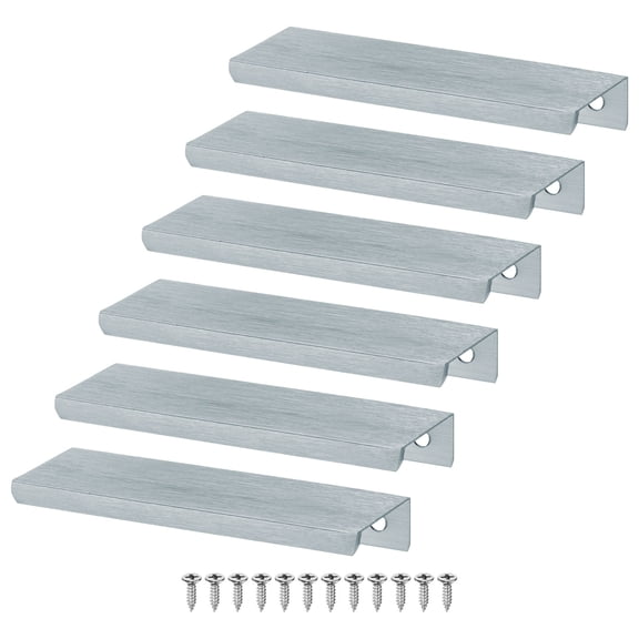 Uxcell 6 Pack Cabinets Drawers Edge Pulls 3.15" Aluminum Drawer Edge Pulls Concealed Tab Handle Brushed Grey