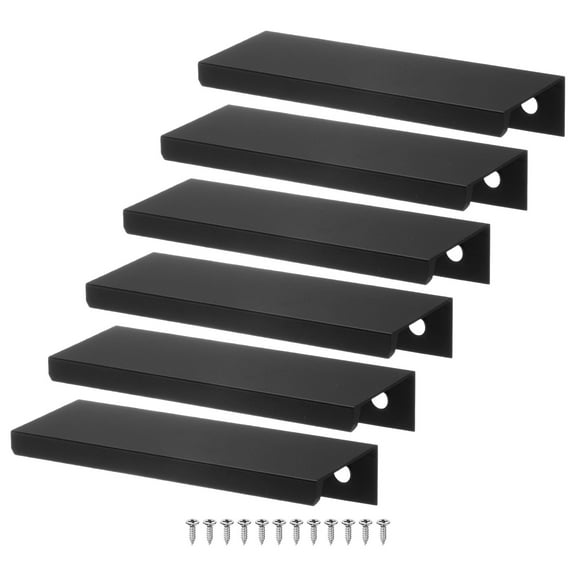 Uxcell 6-Pack Cabinets Drawers Edge Pulls, 3.15" Aluminum Drawer Edge Pulls Concealed Tab Handle [Matte Black]