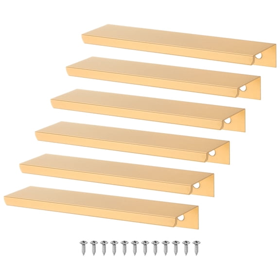 Uxcell 6 Pack Cabinets Drawers Edge Pulls 4.72" Aluminum Drawer Edge Pulls Concealed Tab Handle Matte Gold