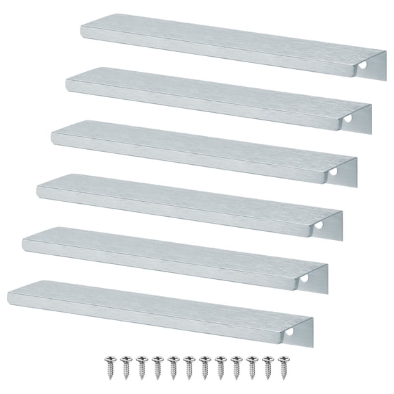 Uxcell 6 Pack Cabinets Drawers Edge Pulls 5.91" Aluminum Drawer Edge Pulls Concealed Tab Handle Brushed Grey
