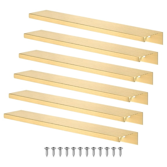 Uxcell 6-Pack Cabinets Drawers Edge Pulls, 7.87" Aluminum Drawer Edge Pulls Concealed Tab Handle [Brushed Gold]