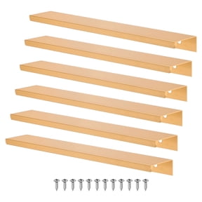 Uxcell 6 Pack Cabinets Drawers Edge Pulls 7.87" Aluminum Drawer Edge Pulls Concealed Tab Handle Matte Gold