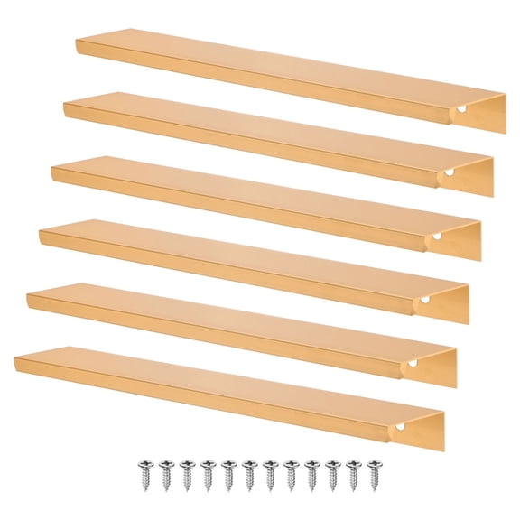 Uxcell 6 Pack Cabinets Drawers Edge Pulls 7.87" Aluminum Drawer Edge Pulls Concealed Tab Handle Matte Gold