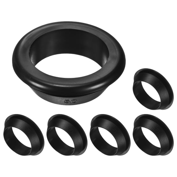 Uxcell 6-Pack Cable Railing Rubber Grommets, 50mm Drill Hole 40mm ID Eyelet Ring Gasket for Wiring, Wire Cable, Automotive [Black]