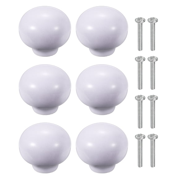 Uxcell 6 Pack Ceramic Cabinet Knobs, 1.3 Inch Round Ceramic Drawer Knob Dresser Pulls with Mounting Screws Knobs Modern Furniture Handles for Kitchen Closet Cupboard, Purple