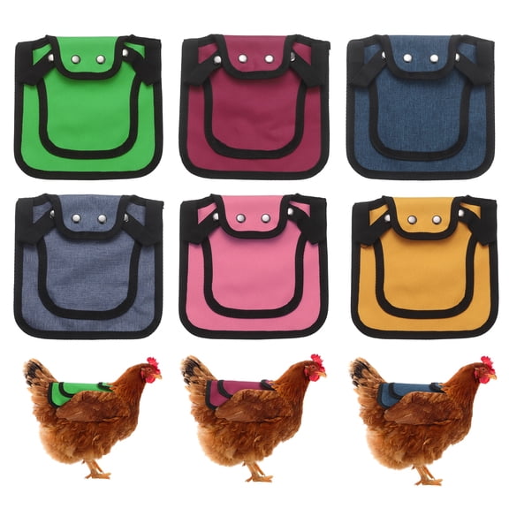 Uxcell 6-Pack Chicken Saddle for Hens, 9.8 Inch Canvas Chicken Apron Back Protector with Adjustable Strap for Hens [Mixing 6 Styles A]
