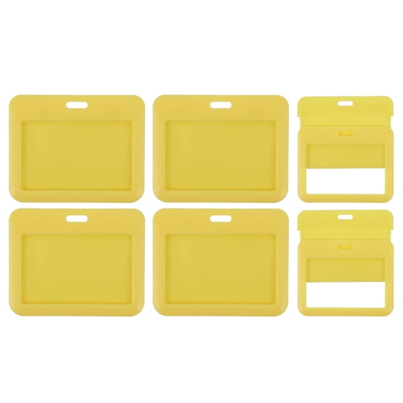 Uxcell 6 Pack Clear Badge Holder, Plastic ID Badge Holder Double Sided Horizontal ID Protector Clips, Yellow