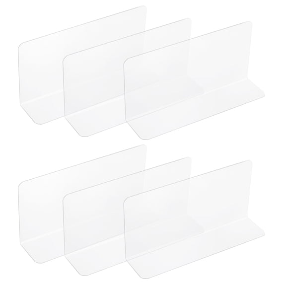 Uxcell 6 Pack Clear Shelf Dividers, 8"x3.9" Plastic L-Shaped Shelf Separator, Transparent Organizer Divider for Supermarket Store Commodity Classification