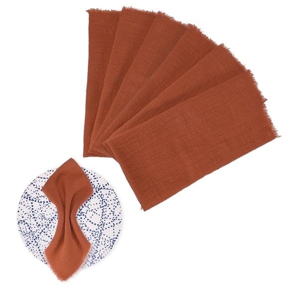 Uxcell 6-Pack Cloth Napkins, 17" x 17" Cotton Linen Fall Napkins, Washable Dinner Napkins for Wedding [Burnt Orange]