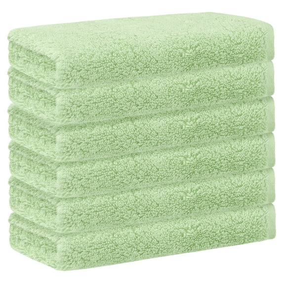 REGALWOVEN 6 Pack Cotton Washcloths, Solid Face Cloths, Absorbent and Quick Drying Towel for Bathroom Green 13' x 13'