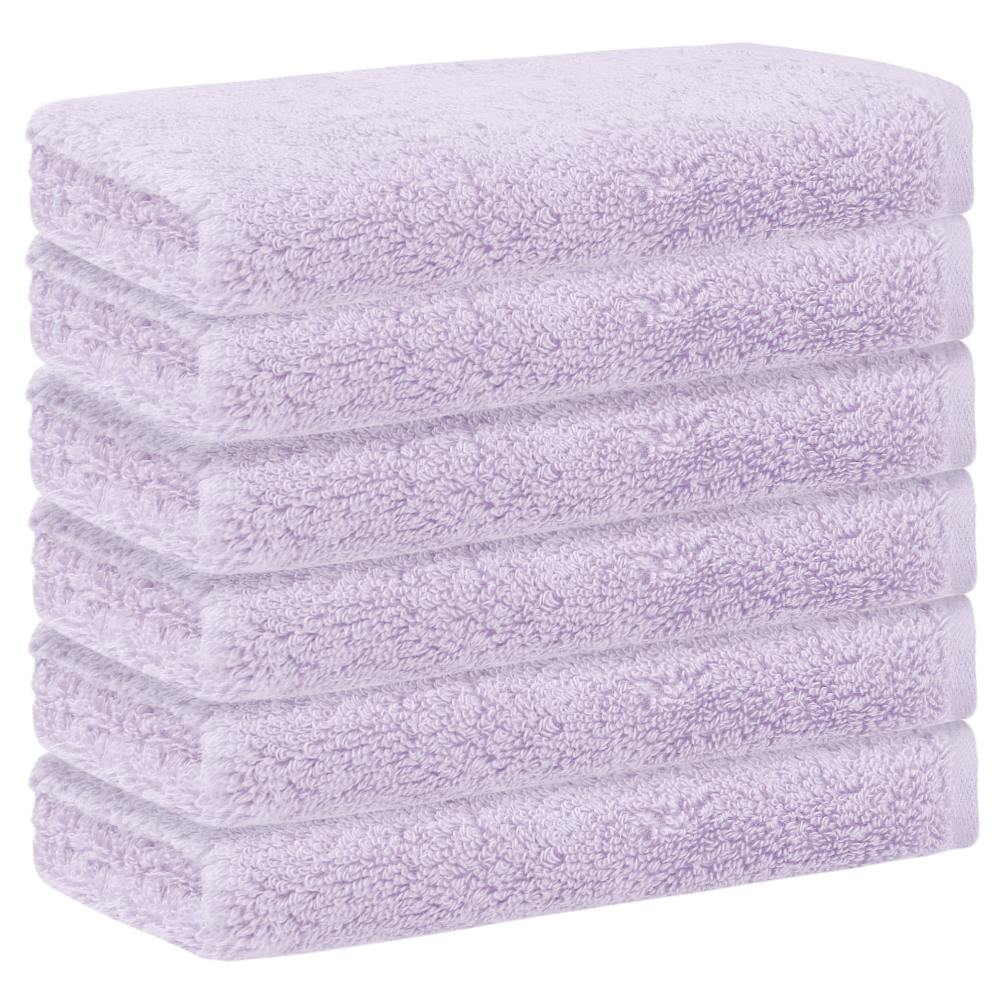 REGALWOVEN 6 Pack Cotton Washcloths, Solid Face Cloths, Absorbent and Quick Drying Towel for Bathroom Light Purple 13" x 13"