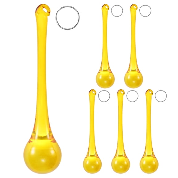 Uxcell 6-Pack Crystal Raindrop Prisms, 78mm Replacement Chandelier Teardrop Icicle Drops Hanging Pendant for Lamp [Golden Yellow]