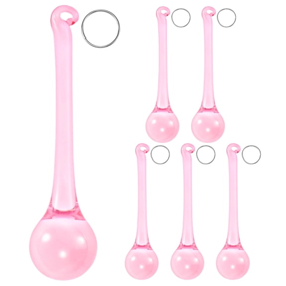 Uxcell 6-Pack Crystal Raindrop Prisms, 78mm Replacement Chandelier Teardrop Icicle Drops Hanging Pendant for Lamp [Pink]