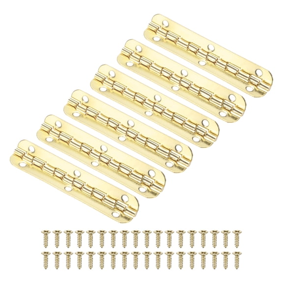 Uxcell 6-Pack Door Hinges, 2 5/9in (65mm) Electroplated Iron Interior Door Folding Butt 180°Mini Hinges with Screw [Gold Tone]