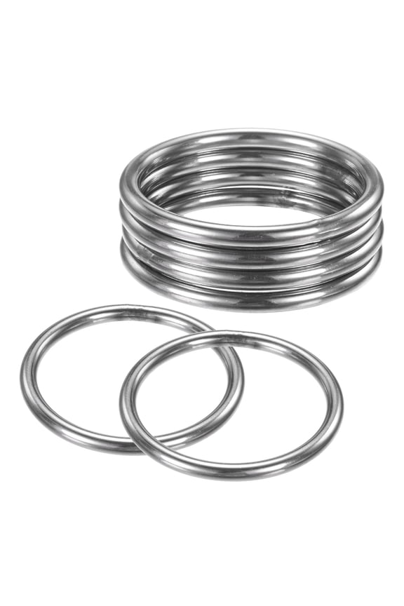 6-Pack Dream Catcher Rings,2.4 Inch Stainless Steel Macrame Wreath Floral Round Rings for DIY Wedding Wreath Silver 0.2 Inch