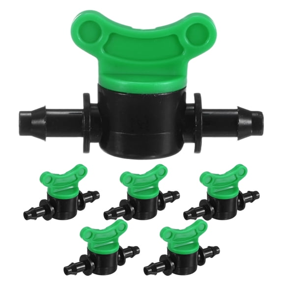 Uxcell 6-Pack Drip Irrigation Shut Off Valves, 1/4 Inch Barbed Flow Control Valves for Drip Tubing [Green/Black]