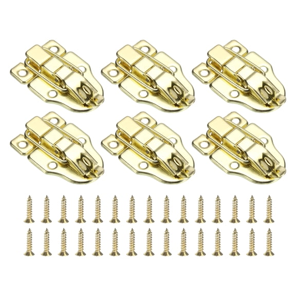 Uxcell 6 Pack Duck-billed Hasp Lock, Retro Box Toggle Latch with Padlock Hole, Gold