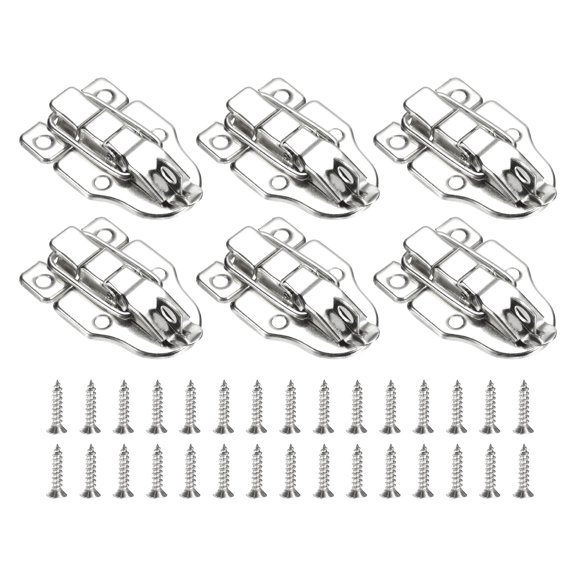 Uxcell 6 Pack Duck-billed Hasp Lock, Retro Box Toggle Latch with Padlock Hole, Silver