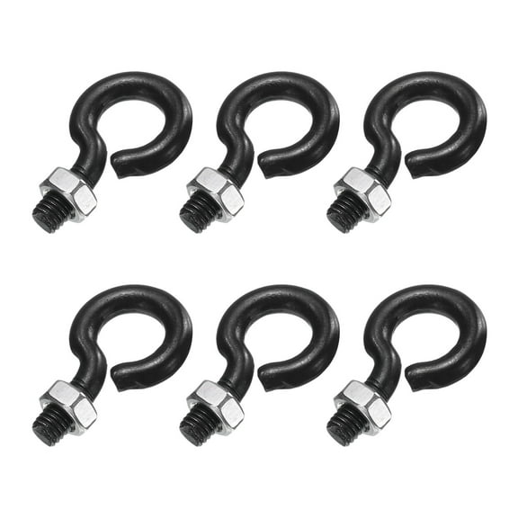 Uxcell 6 Pack Eye Bolts, M5 x 12mm 304 Stainless Steel Threaded EyeBolt Black Eye Hooks with Nut for Hanging or Securing Cables