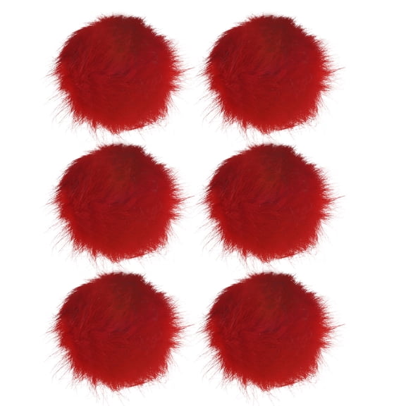 Uxcell 6-Pack Faux Fur Pom Poms, 3.9 Inch/ 10 cm Soft Fluffy PomPoms Balls with Elastic Loop for DIY[Red]