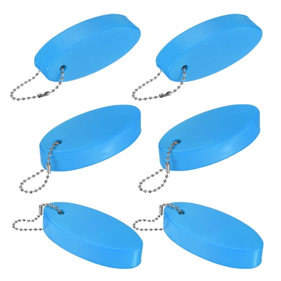 Uxcell 6-Pack Floating Key Chain for Boating, Waterproof Bright Color Key Rings for Outdoor Water Sport [Sky Blue]