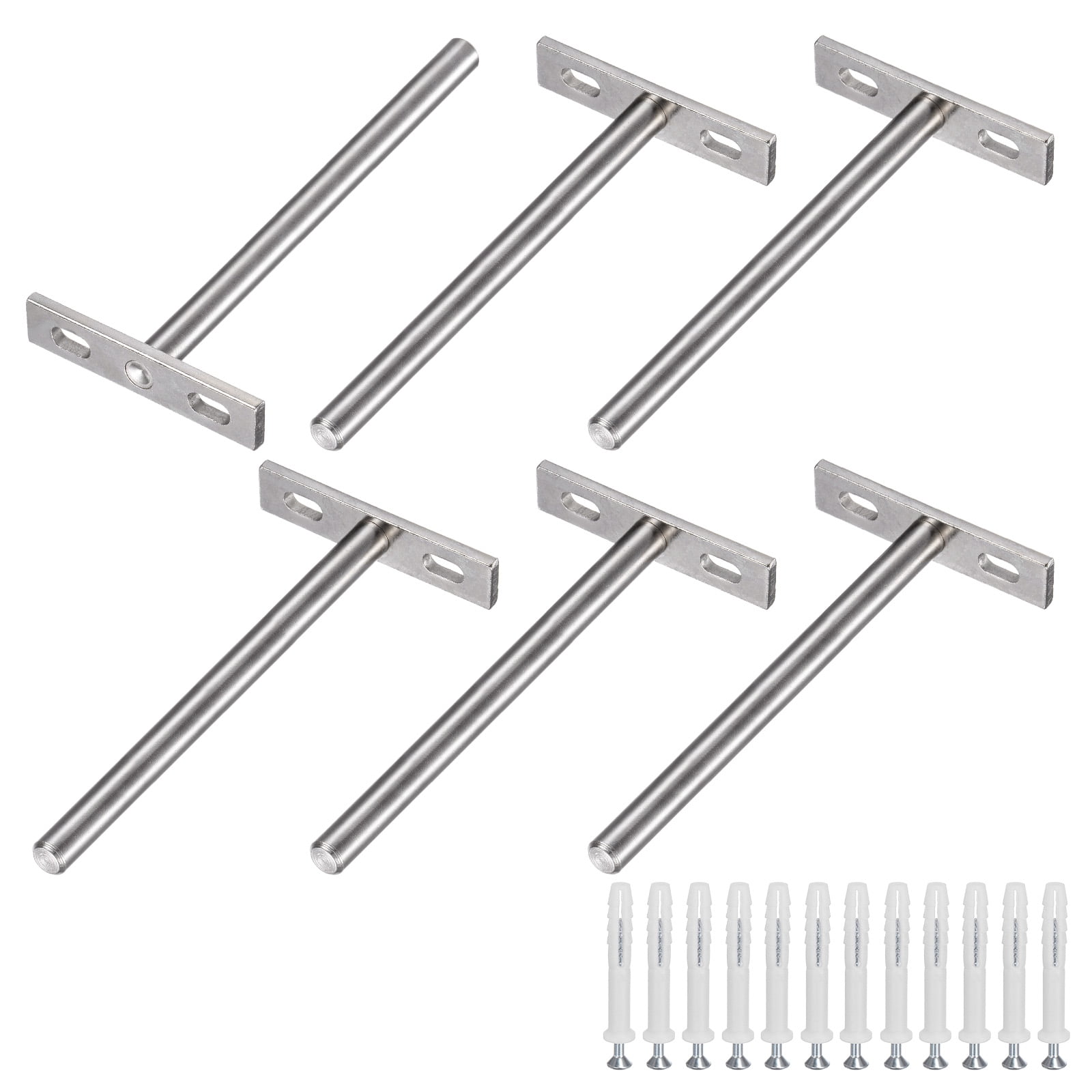 Uxcell 6-Pack Floating Shelf Brackets, 5 Inch Blind Shelf Supports for Shelf Support with Screw Included [Nickel]
