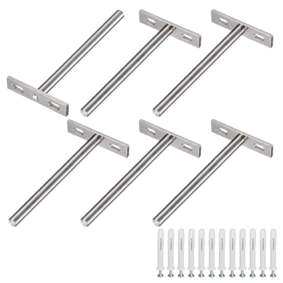 Uxcell 6-Pack Floating Shelf Brackets, 5 Inch Blind Shelf Supports for Shelf Support with Screw Included [Nickel]