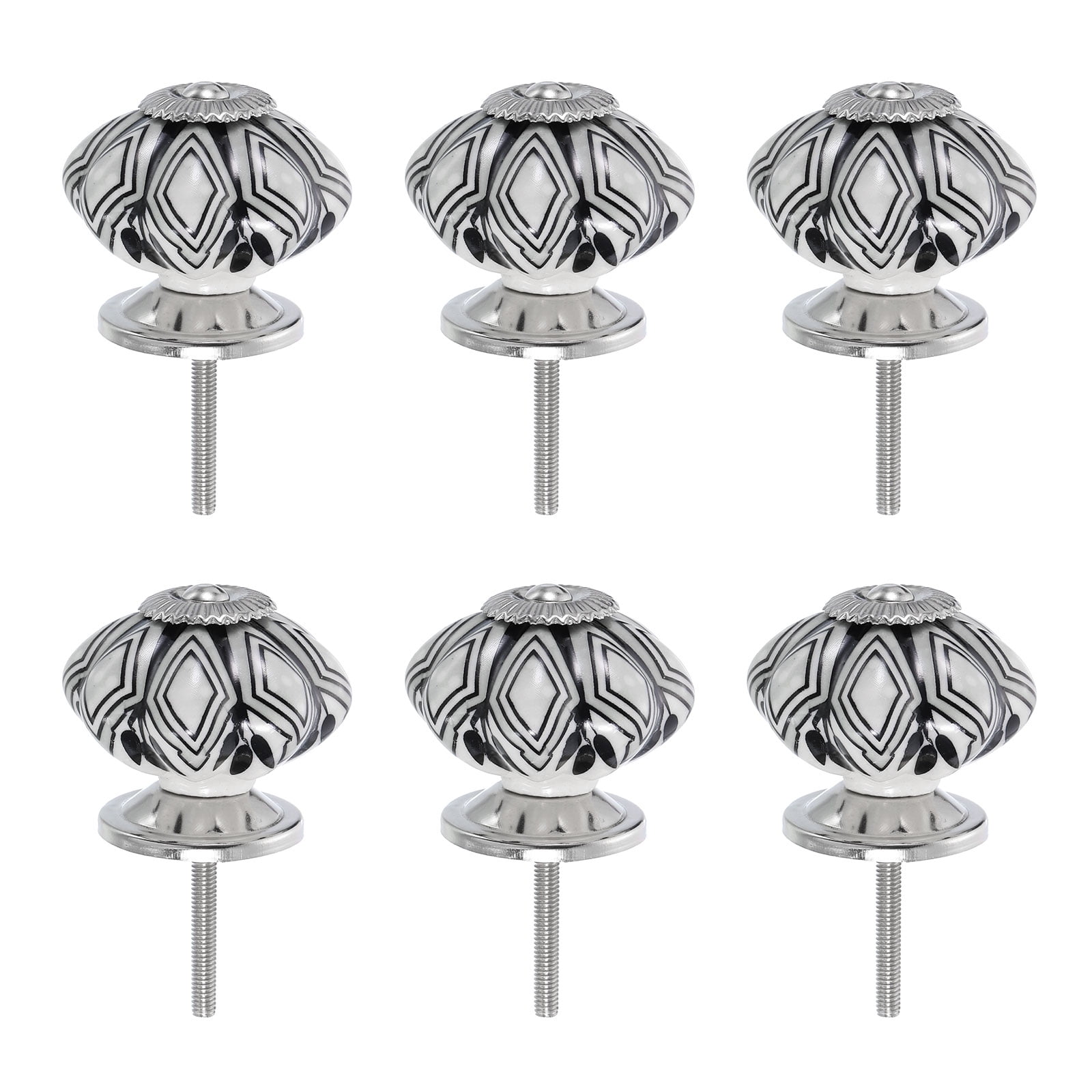 Uxcell 6 Pack Floral Ceramic Pull Knobs, Vintage Round Cabinet Knobs, Red Flower Ceramic Knobs for Kitchen Cabinet