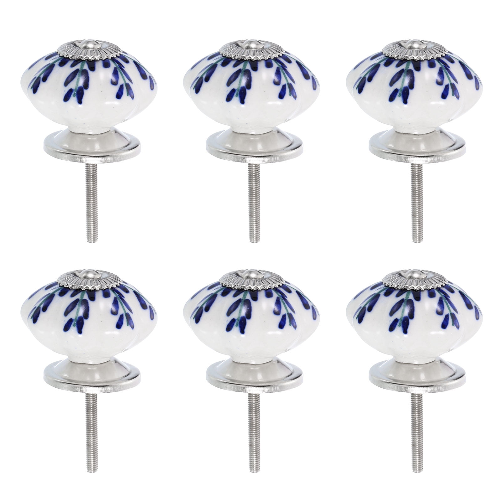 Uxcell 6 Pack Floral Ceramic Pull Knobs, Vintage Round Cabinet Knobs, Red Morning Glory Ceramic Knobs for Kitchen Cabinet