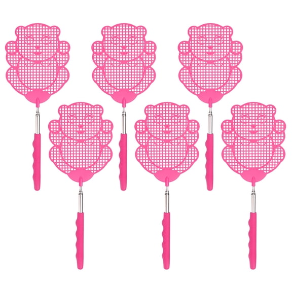 Uxcell 6-Pack Fly Swatter, Plastic Fly Swatter Heavy Duty with Stainless Steel Handle for Garden/Kitchen/Office [Pink]