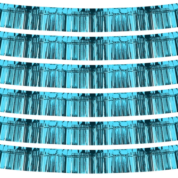 Uxcell 6-Pack Foil Fringe Garland 10 Feet Shiny Metallic Foil for Parties and Events Light Blue